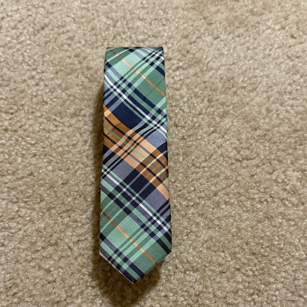 Original Penguin Plaid Tie in Green and Orange